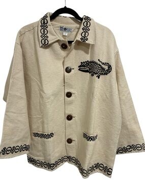 Vintage The Daily Planet Embroidered Iguana Boho Jacket – Oversized